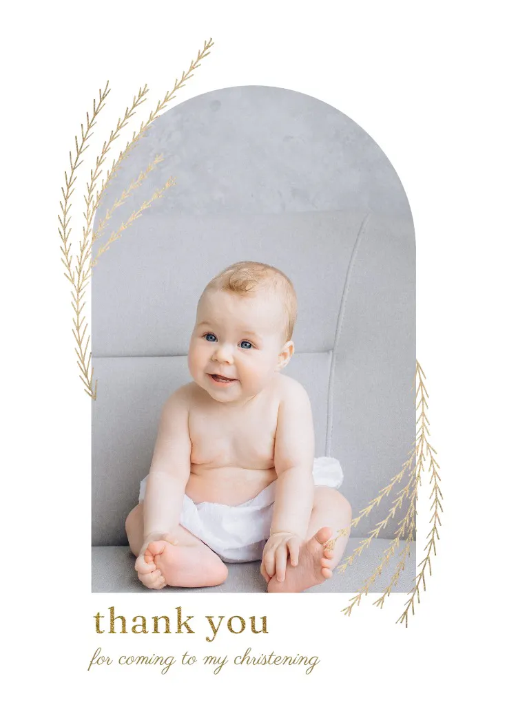 Arch with shiny branches - vaftiz teşekkür kartı